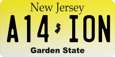 NJ license plate A14ION