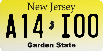 NJ license plate A14IOO