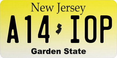 NJ license plate A14IOP