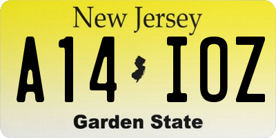 NJ license plate A14IOZ