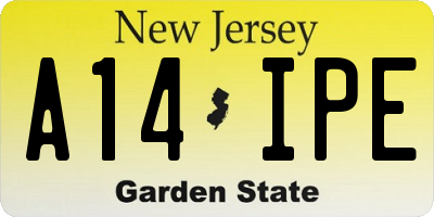 NJ license plate A14IPE