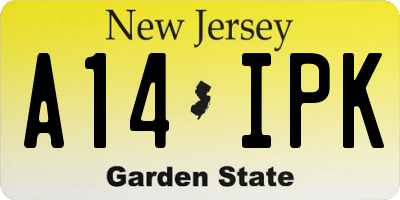 NJ license plate A14IPK