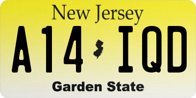 NJ license plate A14IQD