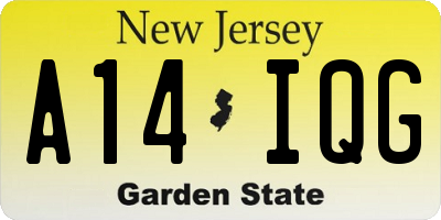 NJ license plate A14IQG