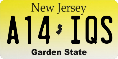 NJ license plate A14IQS