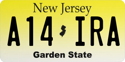 NJ license plate A14IRA