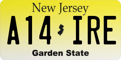 NJ license plate A14IRE