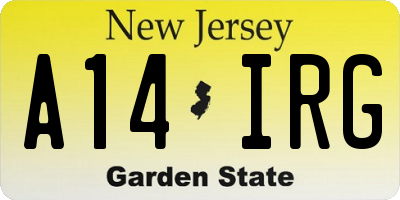 NJ license plate A14IRG