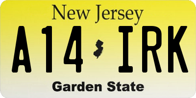 NJ license plate A14IRK