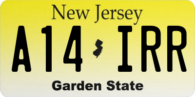 NJ license plate A14IRR
