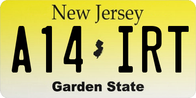 NJ license plate A14IRT