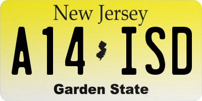 NJ license plate A14ISD