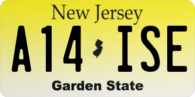 NJ license plate A14ISE