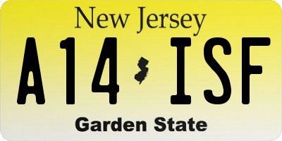 NJ license plate A14ISF