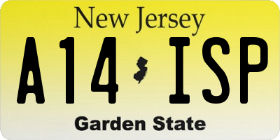 NJ license plate A14ISP