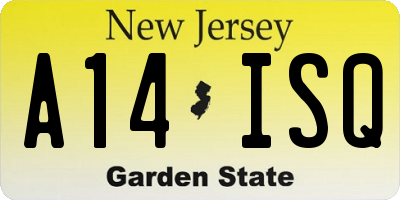 NJ license plate A14ISQ