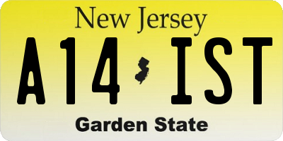 NJ license plate A14IST
