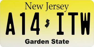 NJ license plate A14ITW