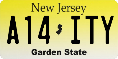 NJ license plate A14ITY