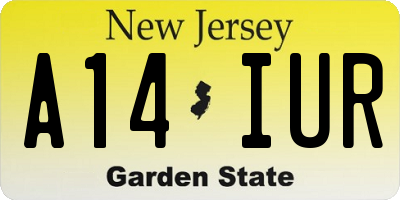 NJ license plate A14IUR