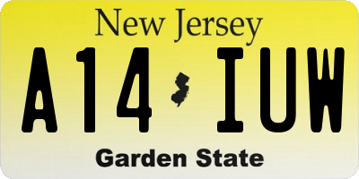 NJ license plate A14IUW