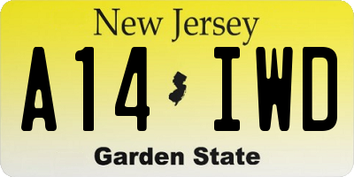 NJ license plate A14IWD