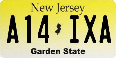 NJ license plate A14IXA