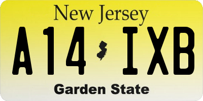 NJ license plate A14IXB