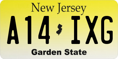 NJ license plate A14IXG