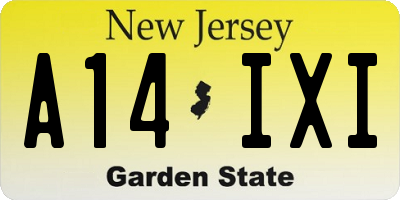 NJ license plate A14IXI