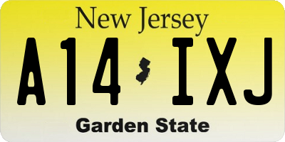 NJ license plate A14IXJ