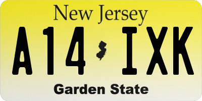 NJ license plate A14IXK