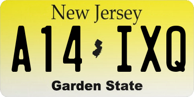 NJ license plate A14IXQ