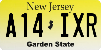 NJ license plate A14IXR