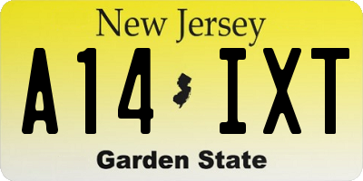 NJ license plate A14IXT