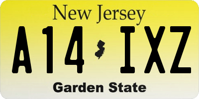 NJ license plate A14IXZ