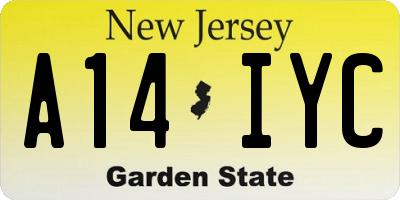 NJ license plate A14IYC