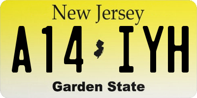 NJ license plate A14IYH