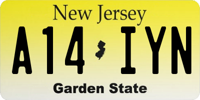 NJ license plate A14IYN