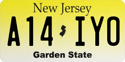 NJ license plate A14IYO