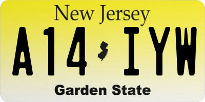 NJ license plate A14IYW