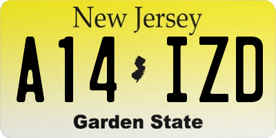 NJ license plate A14IZD