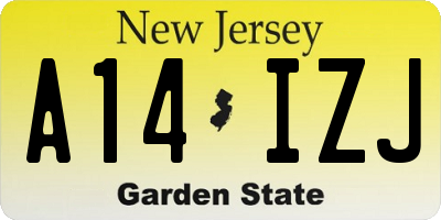 NJ license plate A14IZJ