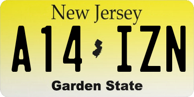 NJ license plate A14IZN