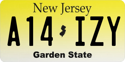 NJ license plate A14IZY