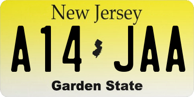 NJ license plate A14JAA