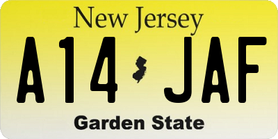 NJ license plate A14JAF