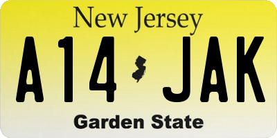 NJ license plate A14JAK
