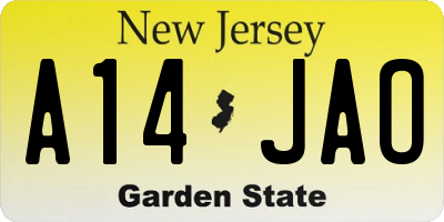 NJ license plate A14JAO