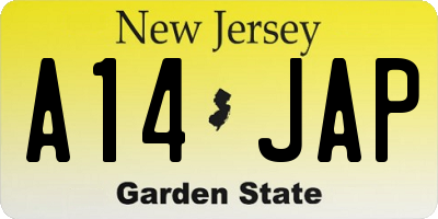 NJ license plate A14JAP